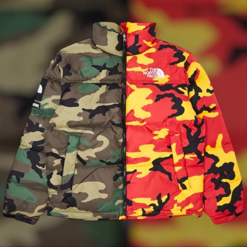Supreme x The North Face Split Nuptse Jacket 'Camo' Size Medium Brand New